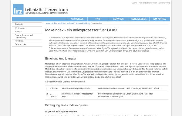 Vorschau von www.lrz.de, LRZ: MakeIndex - ein Indexprozessor für LaTeX