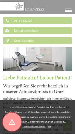 Vorschau der mobilen Webseite www.zahnarzt-edelweiss.at, Zahnarzt Dr. Thomas Steinbauer