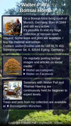 Vorschau der mobilen Webseite www.walter-pall.de, Bonsai Atelier Walter Pall