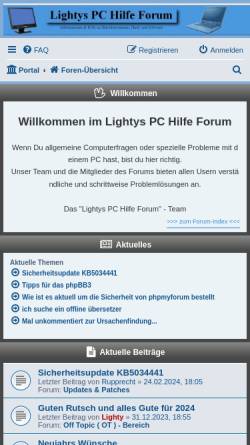 Vorschau der mobilen Webseite www.lightys-pchilfe-forum.info, Lightys PC Hilfe Forum