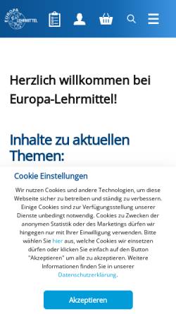 Vorschau der mobilen Webseite www.europa-lehrmittel.de, Verlag Europa-Lehrmittel