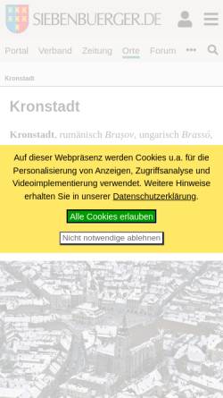 Vorschau der mobilen Webseite www.siebenbuerger.de, Kronstadt