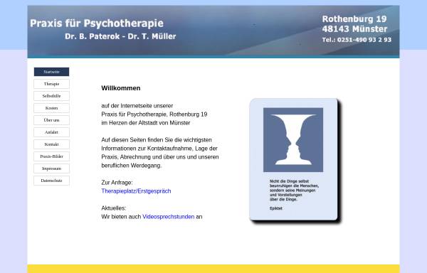 Vorschau von psychotherapie-paterok.de, Dr. phil. Tilmann H. Müller & Dr. phil. Beate Paterok, Praxis für Psychotherapie