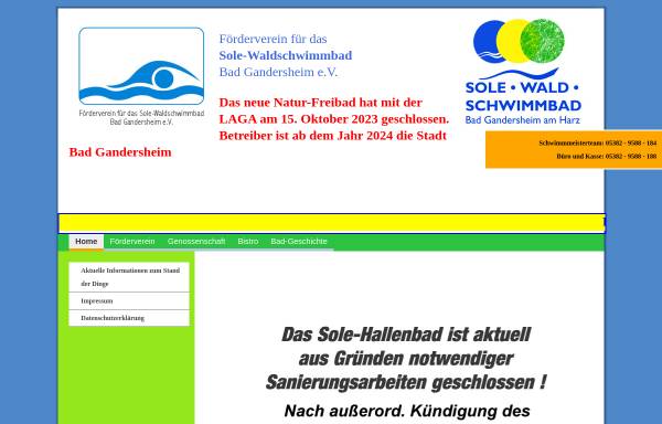 Vorschau von www.solebad-gandersheim.de, Sole-Waldschwimmbad Bad Gandersheim