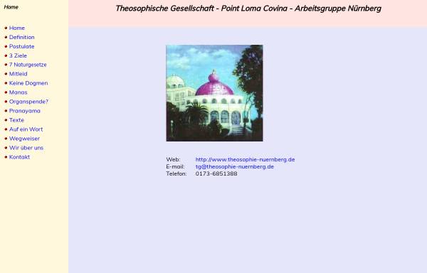 Vorschau von www.theosophie-nuernberg.de, Theosophische Gesellschaft - Point Loma Covina - Arbeitsgruppe Nürnberg