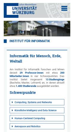 Vorschau der mobilen Webseite www.informatik.uni-wuerzburg.de, Lehrstuhl für Informatik I, Universität Ulm Würzburg