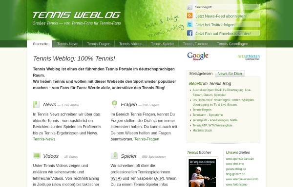 Vorschau von www.tennis-weblog.de, Tennis Weblog