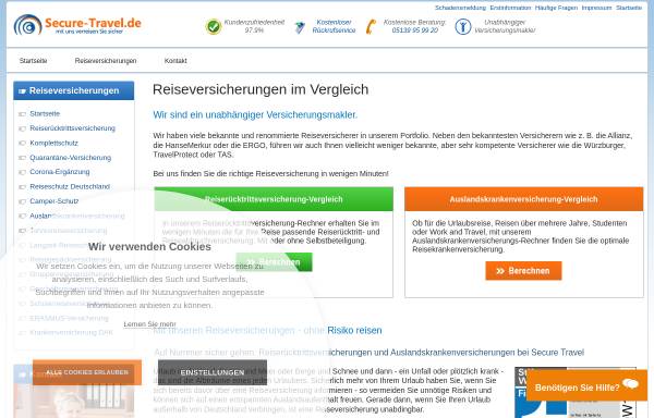 Vorschau von www.secure-travel.de, Secure Travel Reiseversicherungsmakler Internet Marketing Hannover GbR
