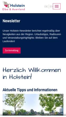 Vorschau der mobilen Webseite www.holstein-tourismus.de, Holstein, Unterelbe und Auenland