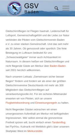 Vorschau der mobilen Webseite www.schwarzwaldgeier.de, GSV Baden e.V. 