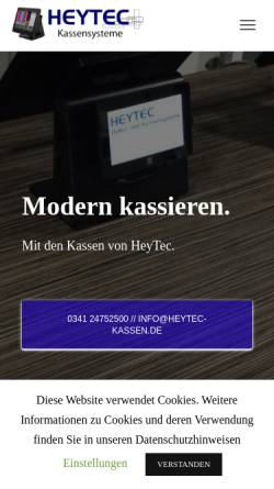 Vorschau der mobilen Webseite www.heytec-kassen.de, René Heyder, HeyTec - Kassensysteme