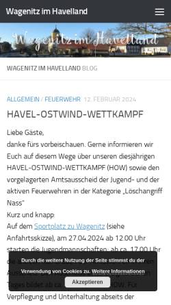Vorschau der mobilen Webseite www.wagenitz-im-havelland.de, Wagenitz im Havelland