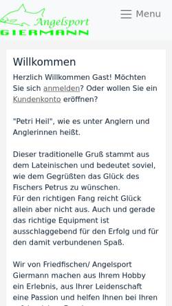 Vorschau der mobilen Webseite www.friedfischen.de, Friedfischen Spezialshop