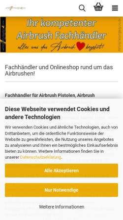Vorschau der mobilen Webseite www.airbrushdesign4you.de, AirbrushDesign4You, Online Shop