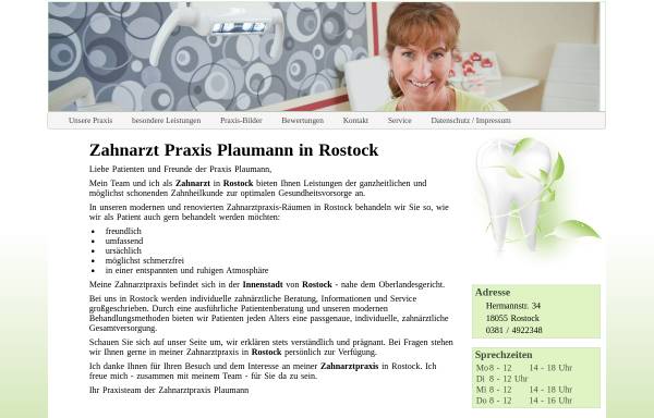 Vorschau von www.zahnarzt-praxis-plaumann-in-rostock.com, Zahnarztpraxis Plaumann