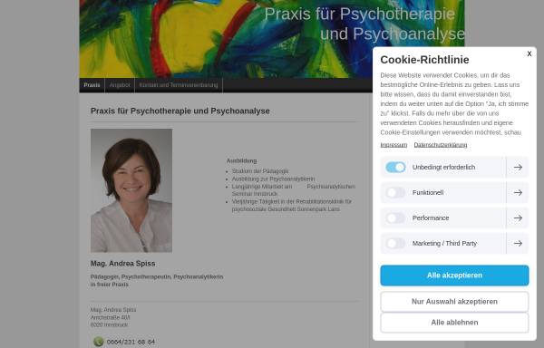Vorschau von www.psychotherapie-spiss.at, Psychotherapeutische Praxis Mag. Andrea Spiss
