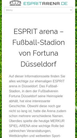Vorschau der mobilen Webseite www.espritarena.de, Esprit Arena