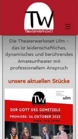 Vorschau der mobilen Webseite www.tw-ulm.de, Theaterwerkstatt