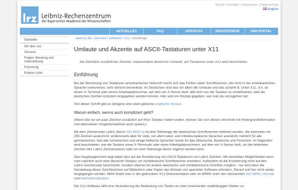 Vorschau von www.lrz.de, Umlaute und Akzente auf ASCII-Tastaturen unter X11
