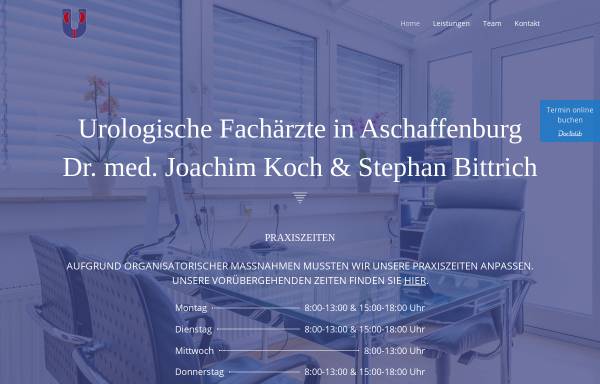 Vorschau von www.urologie-bittrich-koch.de, Urologie Aschaffenburg - Praxis Dr. Bittrich & Dr. Koch