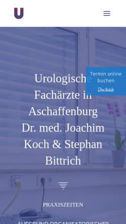 Vorschau der mobilen Webseite www.urologie-bittrich-koch.de, Urologie Aschaffenburg - Praxis Dr. Bittrich & Dr. Koch