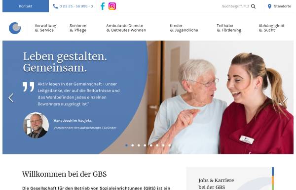 Vorschau von www.gbs-sozial.de, Gesellschaft zum Betrieb von Sozialeinrichtungen