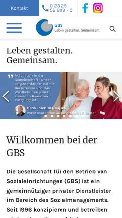 Vorschau der mobilen Webseite www.gbs-sozial.de, Gesellschaft zum Betrieb von Sozialeinrichtungen