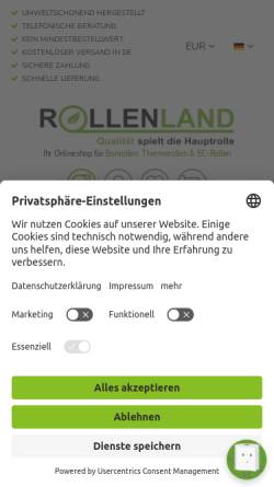 Vorschau der mobilen Webseite www.rollenland.de, Sofis AG