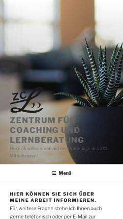 Vorschau der mobilen Webseite zcl-mittelhessen.de, Pädagogische Praxis für Lernberatung und Coaching