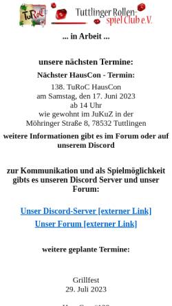 Vorschau der mobilen Webseite www.turoc.de, Tuttlinger Rollenspiel Club e.V.