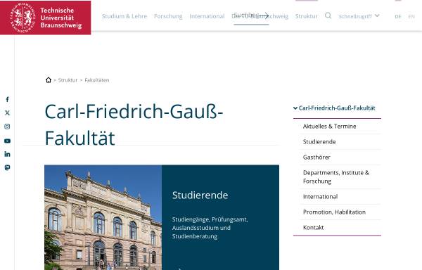 Vorschau von www.tu-braunschweig.de, Carl-Friedrich-Gauß-Fakultät