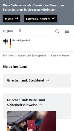 Vorschau der mobilen Webseite www.auswaertiges-amt.de, Auswärtiges Amt der Bundesrepublik Deutschland