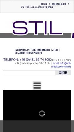 Vorschau der mobilen Webseite www.stil-mobiliarverleih.de, STIL Tischverleih, Stühle und Zelte aus Kiel