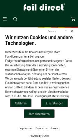Vorschau der mobilen Webseite www.foildirect.de, foil direct GmbH