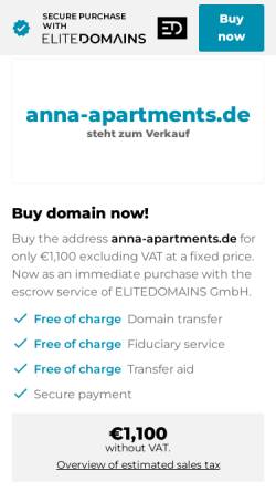 Vorschau der mobilen Webseite anna-apartments.de, Anna-Apartments, Sibylle Wirth