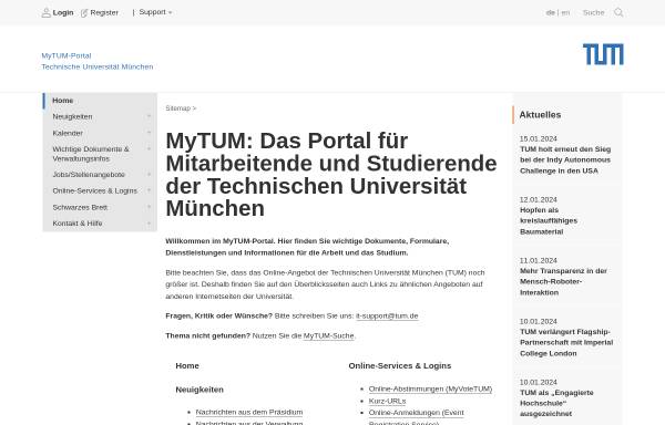 Vorschau von portal.mytum.de, Technische Universität München Portal