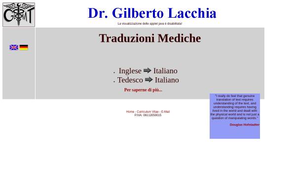Vorschau von www.gilbertolacchia.it, Medizinische Übersetzung by Dr. Gilberto Lacchia