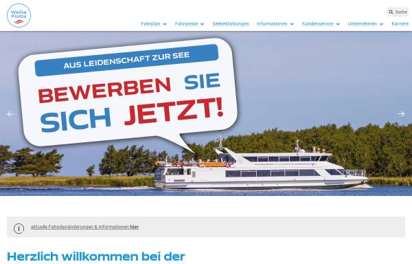 Vorschau von www.weisse-flotte.de, Weiße Flotte GmbH, Stralsund