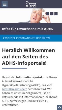 Vorschau der mobilen Webseite www.adhs.info, ADHS Infoportal