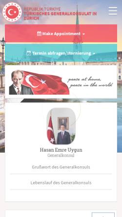 Vorschau der mobilen Webseite zurich.cg.mfa.gov.tr, Generalkonsulat der Türkei in Zürich
