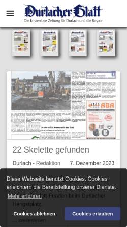 Vorschau der mobilen Webseite www.durlacher-blatt.de, Durlacher Blatt