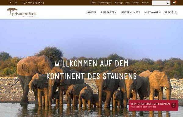 Vorschau von www.privatesafaris.ch, Privat Safaris