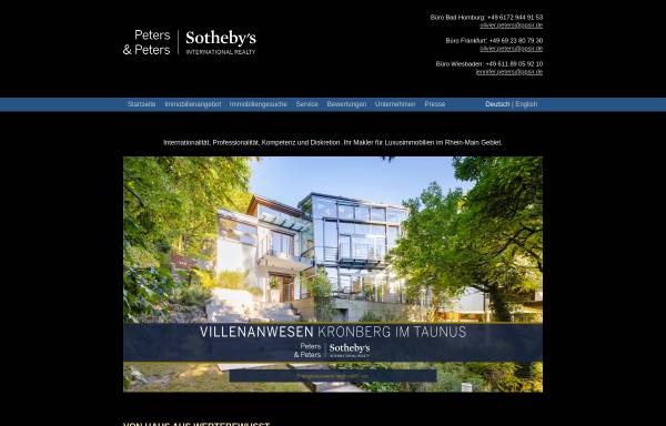 Vorschau von www.peters-sothebysrealty.de, Peters & Peters Immobilien GmbH, Sotheby`s International Realty