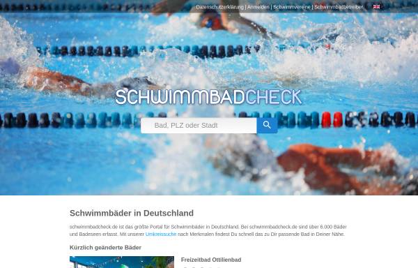 Vorschau von www.schwimmbadcheck.de, Schwimmbadverzeichnis für Deutschland