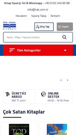 Vorschau der mobilen Webseite www.tak.com.tr, Türk Alman Kitabevi - Türkisch-Deutsche Buchhandlung