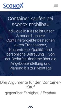 Vorschau der mobilen Webseite www.sconox.com, Sconox mobilbau GmbH