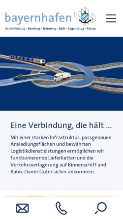 Vorschau der mobilen Webseite www.bayernhafen.de, Bayernhafen GmbH & Co. KG