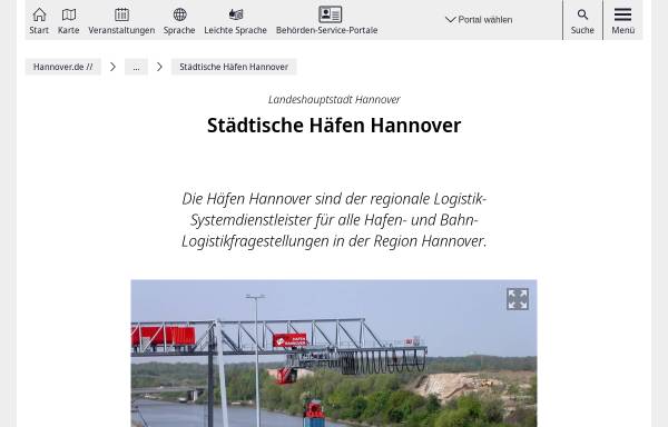 Vorschau von www.hannover.de, Städtische Häfen Hannover