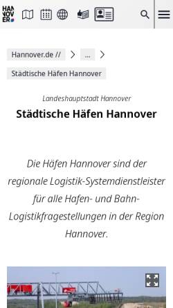 Vorschau der mobilen Webseite www.hannover.de, Städtische Häfen Hannover