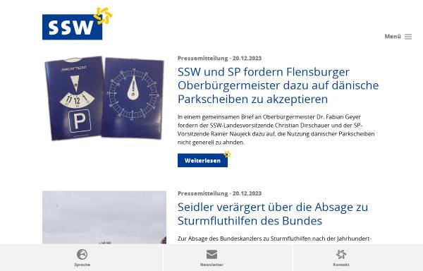 Vorschau von ssw.de, SSW-Landesverband